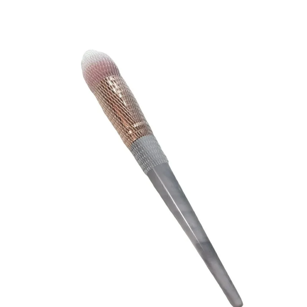 Farah New Marbled Gray White Vegan Rounded Angled Blending Face Brush 160F